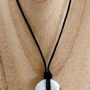 Obsidian and Howlite Yin Yang Pi Stone Necklace