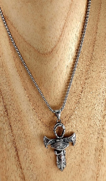 Horus Eye Ankh Stainless Steel Necklace