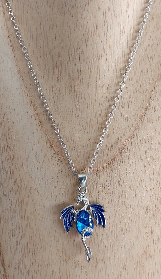Blue Rhinestone Dragon Necklace
