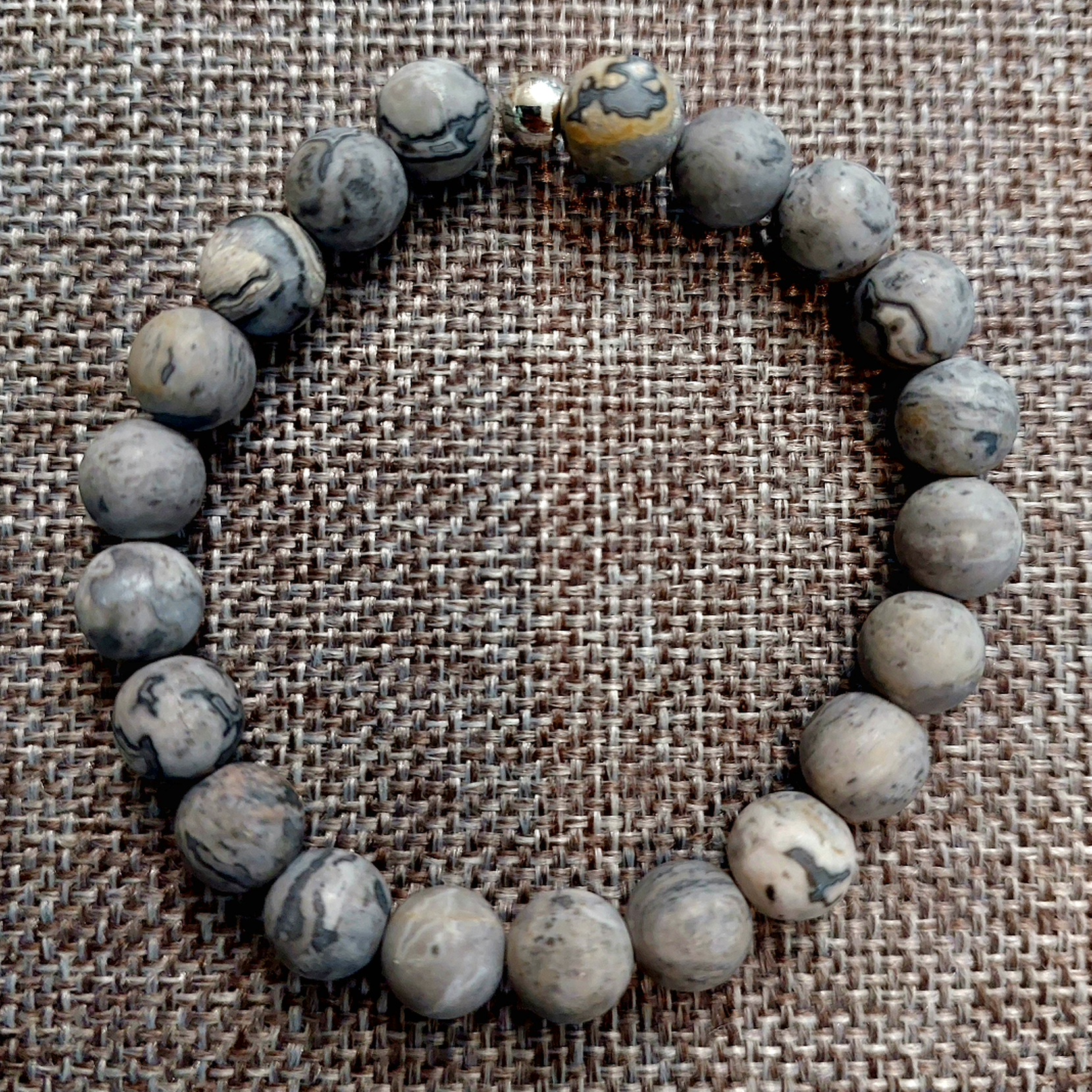 Picasso Jasper Bracelet with 8mm Frosted Beads