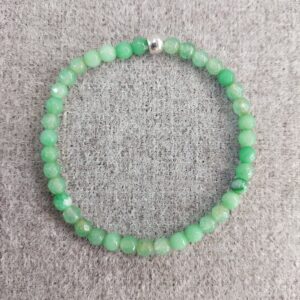Green Mountain Jade Bracelet with 4mm Faceted Beads