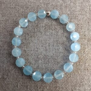 Aquamarine Bracelet with 8mm flat faceted beads