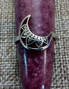 Stainless Steel Filigree Moon Ring