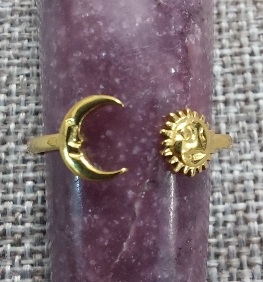 Golden Stainless Steel Sun and Moon Ring