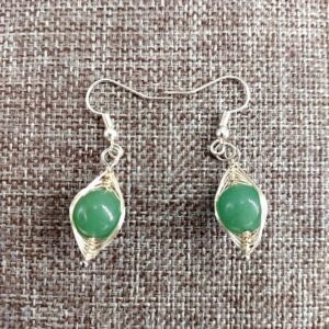 Aventurine Earrings with Oval Wire Wrap