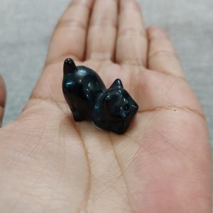 Black Obsidian Cat Carving 2.3cm