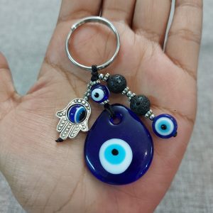 Hamsa Evil Eye Lavastone Keyring