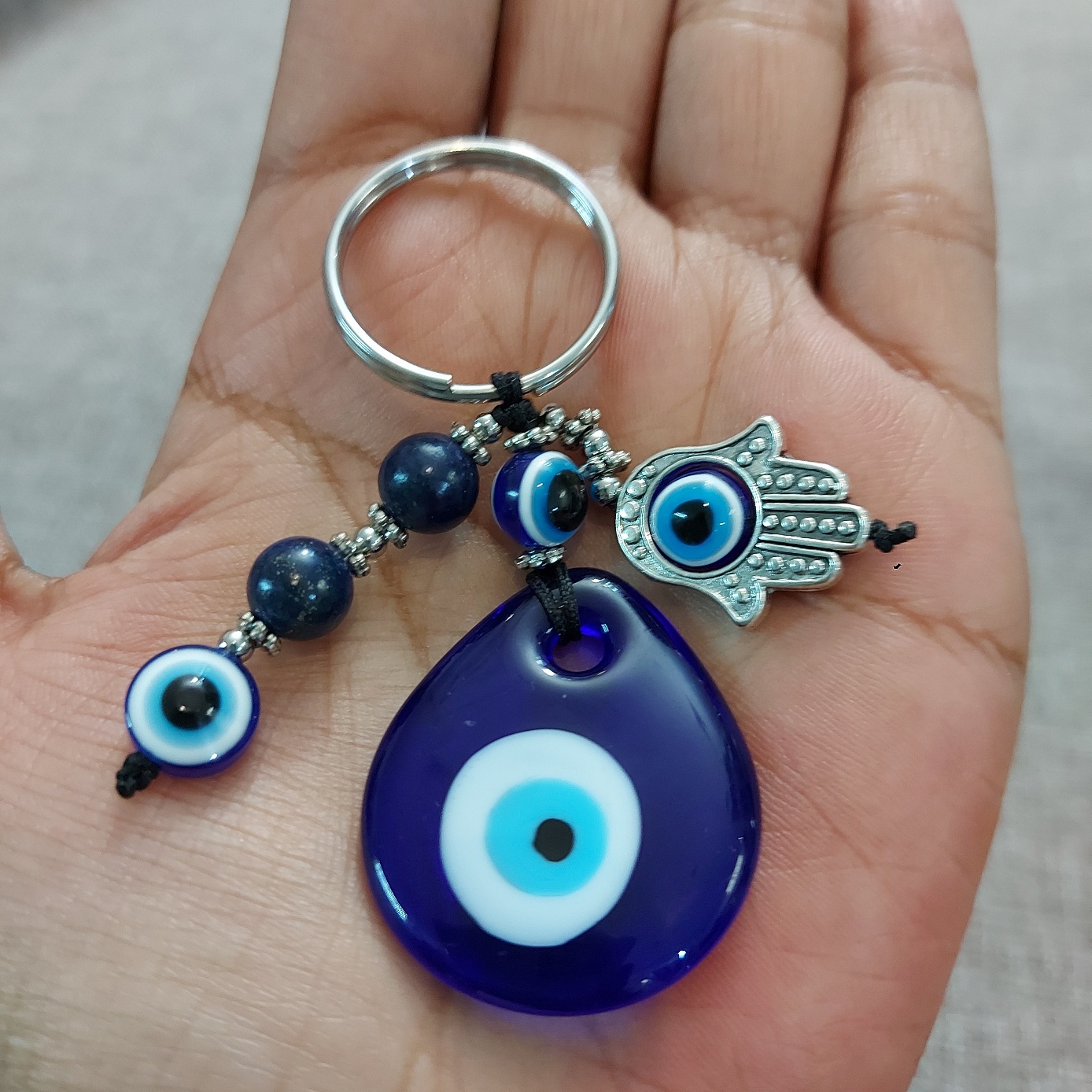 Hamsa Evil Eye Lapis Lazuli Keyring