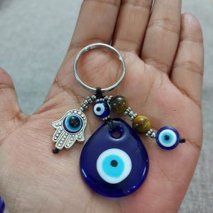Hamsa Evil Eye Tigers Eye Keyring