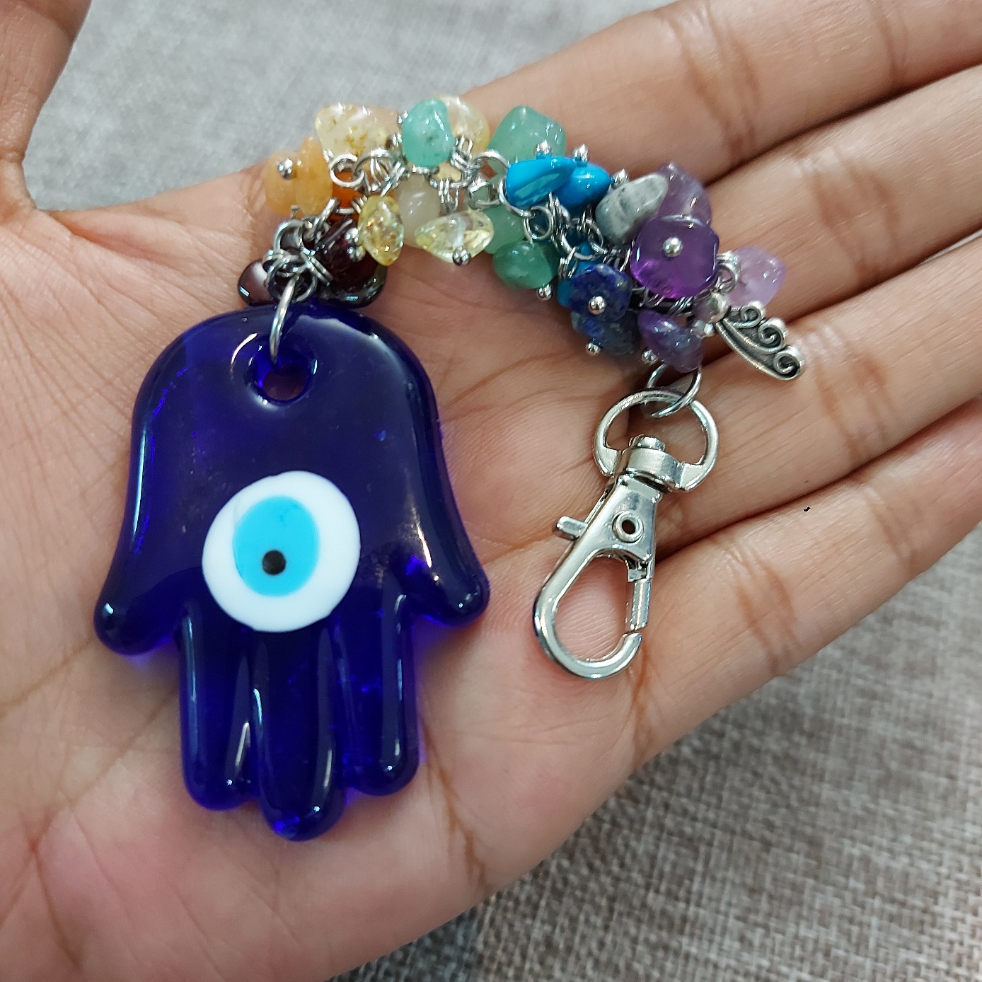 Hamsa Evil Eye Chakra Keyring